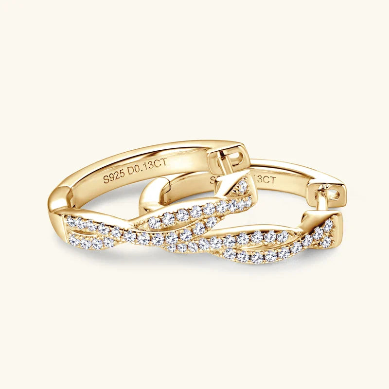 Zirconia Gold Braided Earrings