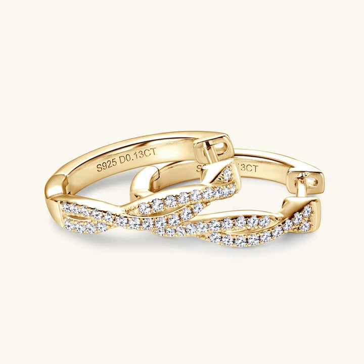 Zirconia Gold Braided Earrings