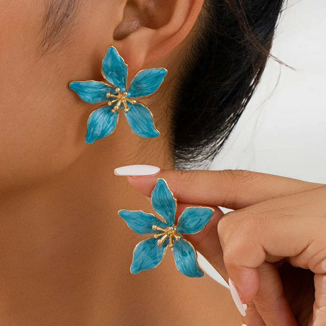 Bold Summer Enamel Flower Stud Earrings