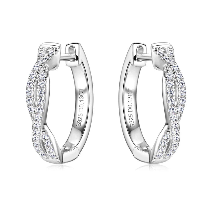 Zirconia Gold Braided Earrings