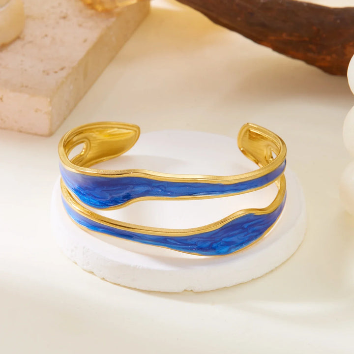 Vintage White Open Stainless Steel Bracelet