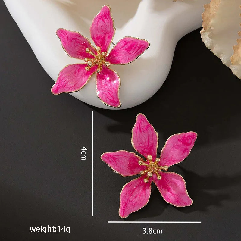 Bold Summer Enamel Flower Stud Earrings