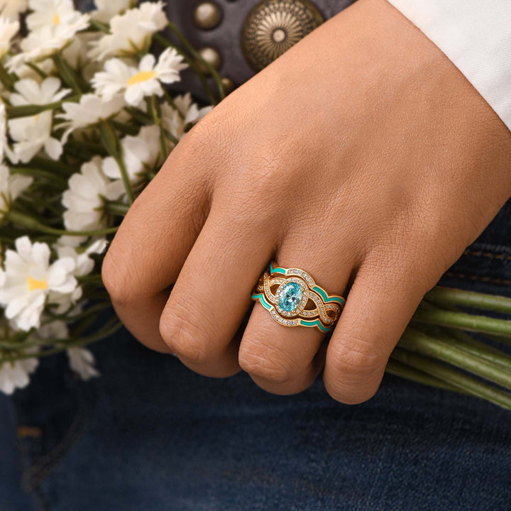 Sunset Canyons Ring - Aquamarine & Gold
