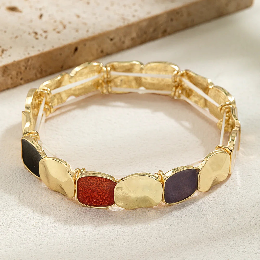 Bohemian Geometric Enamel Elastic Bracelet