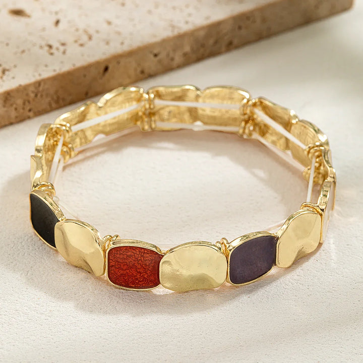 Bohemian Geometric Enamel Elastic Bracelet