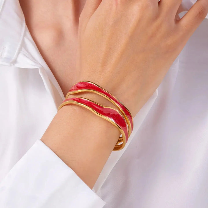 Vintage White Open Stainless Steel Bracelet