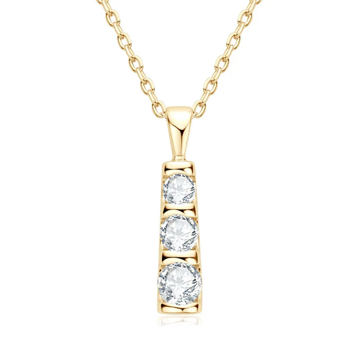 Triple Inlaid Spark Gold Necklace
