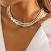 Gold Vit Stone and Pearl Necklace