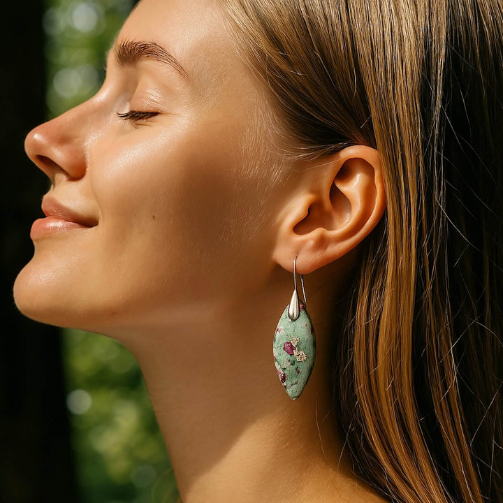 Fuchsite Jasper Drop Stone Earrings