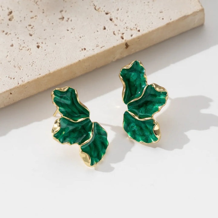 Elegant Enamel Flower Stud Earrings