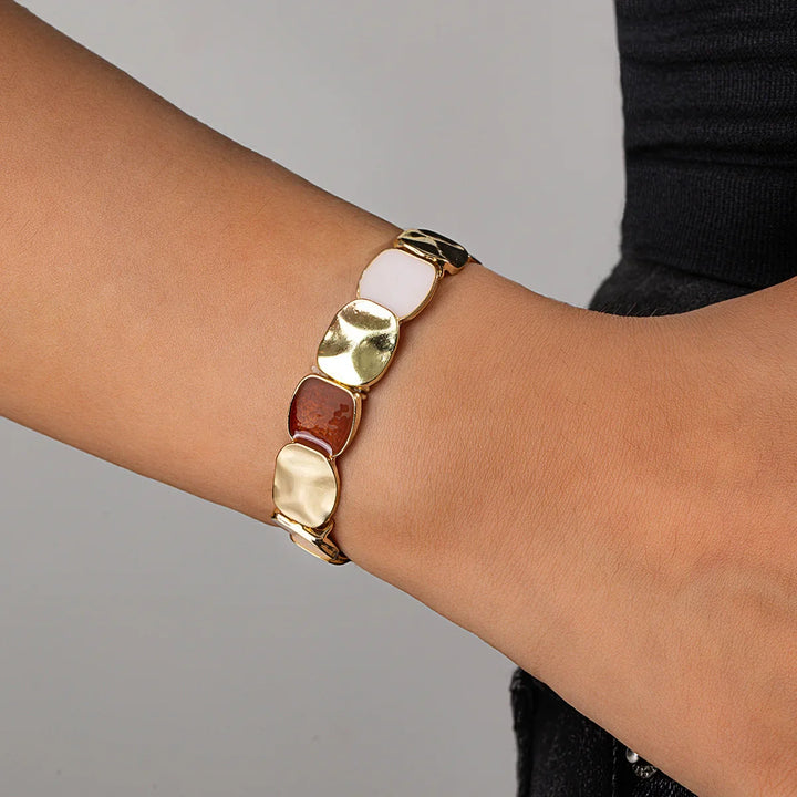Bohemian Geometric Enamel Elastic Bracelet