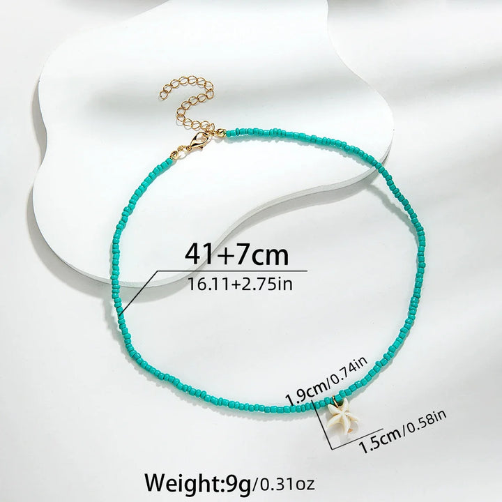 Chic Bohemian Turquoise Starfish Necklace
