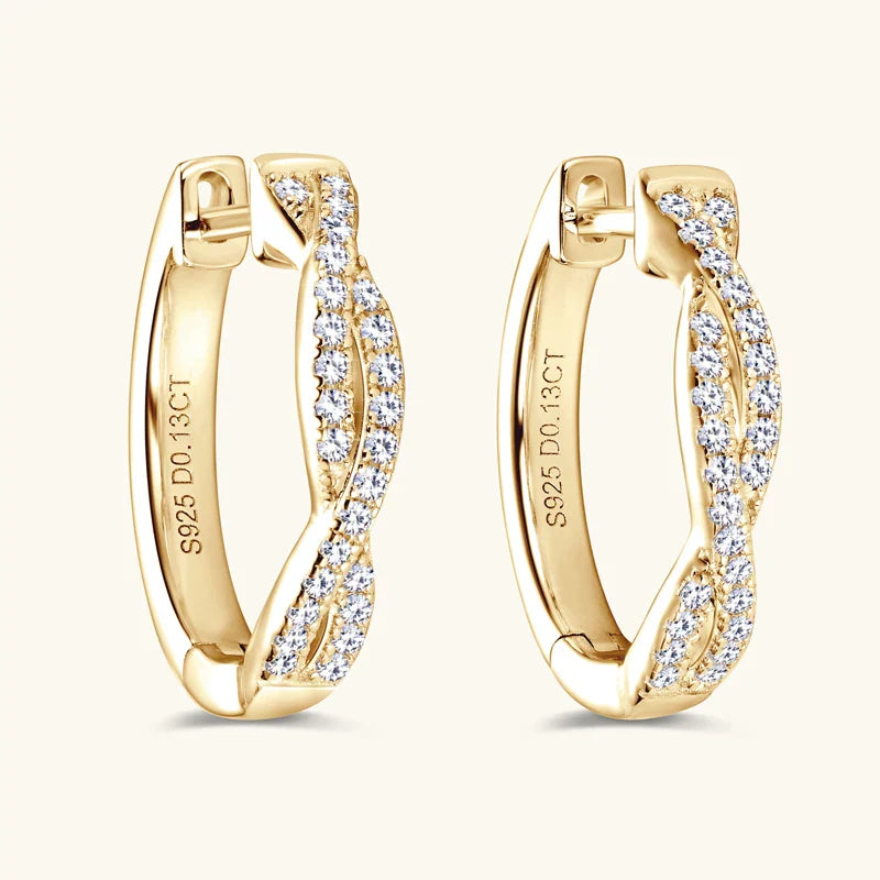 Zirconia Gold Braided Earrings