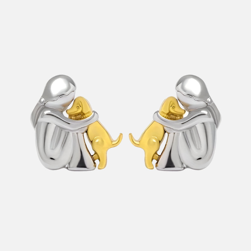 "Forever in Your Heart" Dog Hug Stud Earrings