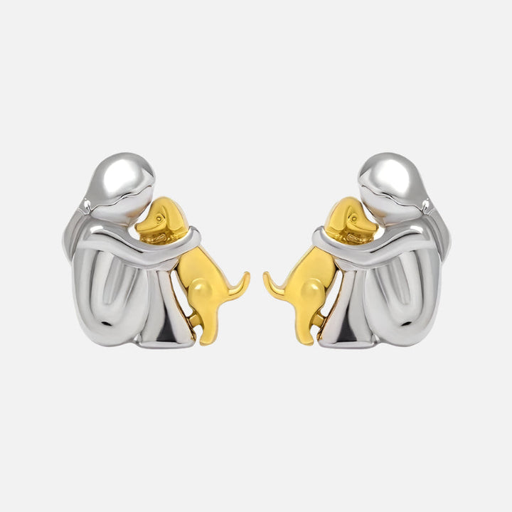 "Forever in Your Heart" Dog Hug Stud Earrings