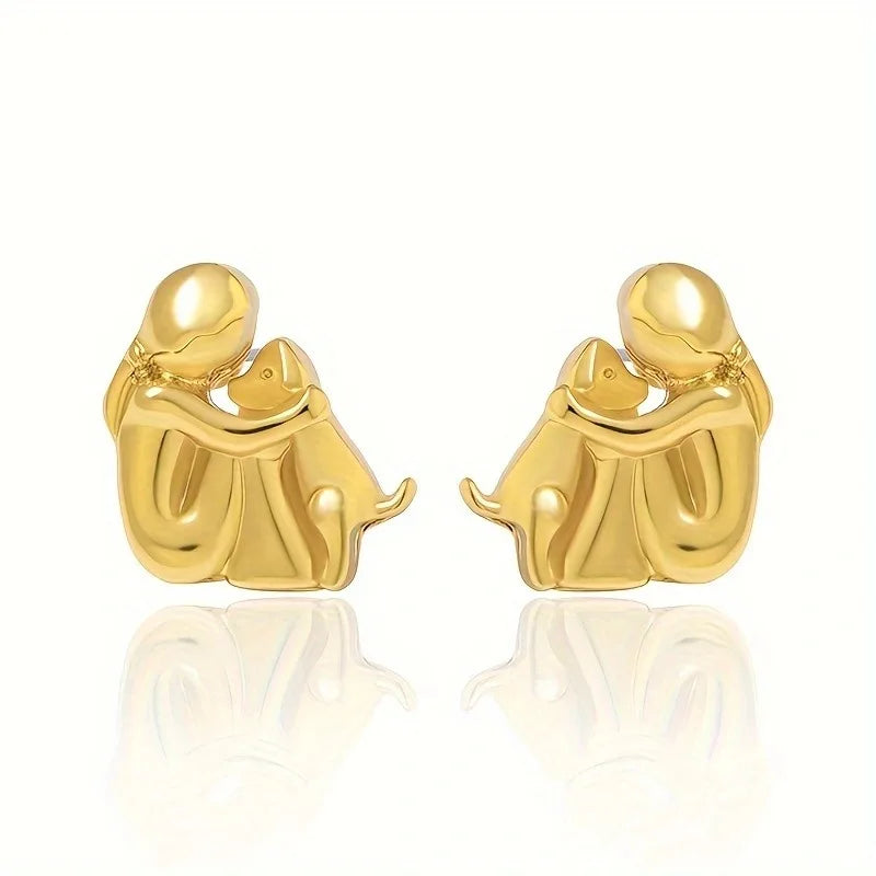 "Forever in Your Heart" Dog Hug Stud Earrings