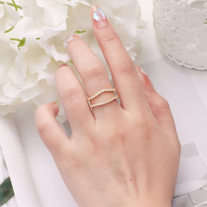 Elegant Double-Layer Gold Bright Ring
