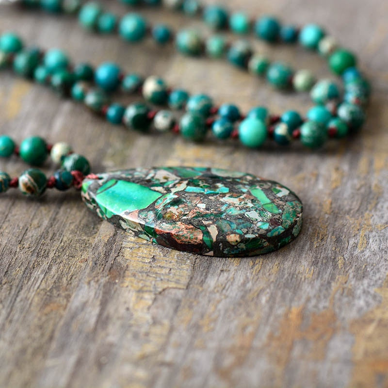 Imperial Natural Moss Stone Necklace