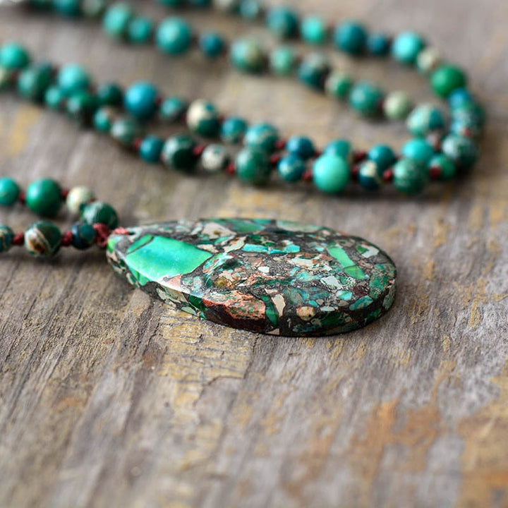 Imperial Natural Moss Stone Necklace
