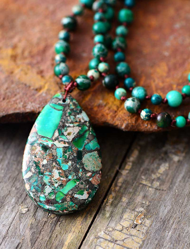 Imperial Natural Moss Stone Necklace