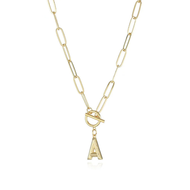 A-Z Initial Toggle Paperclip Necklace