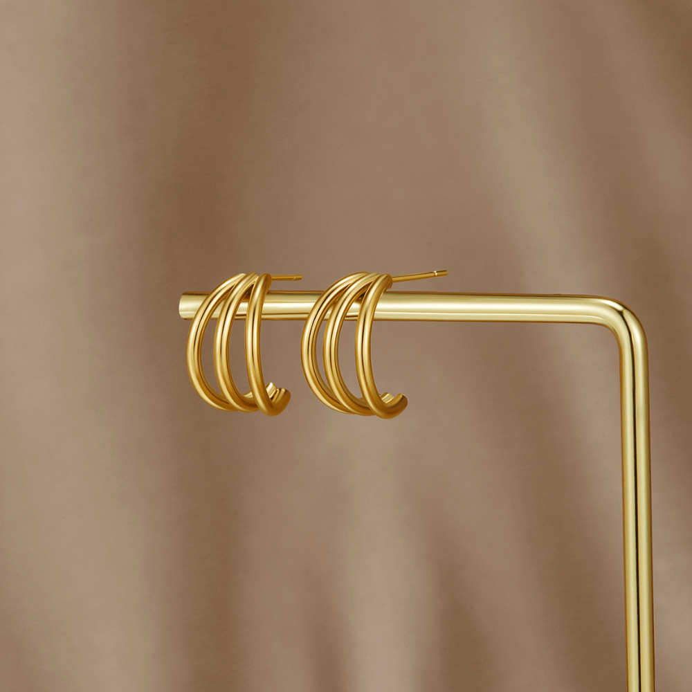 Anaya Triple Gold Hoop Earrings