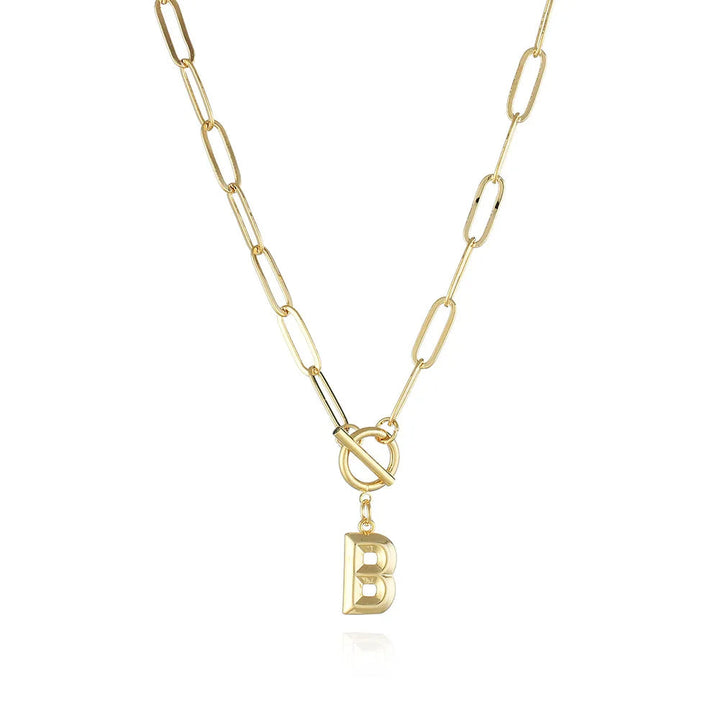 A-Z Initial Toggle Paperclip Necklace