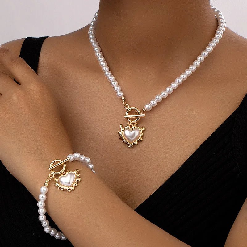 Beaded Toggle Heart Jewelry Set