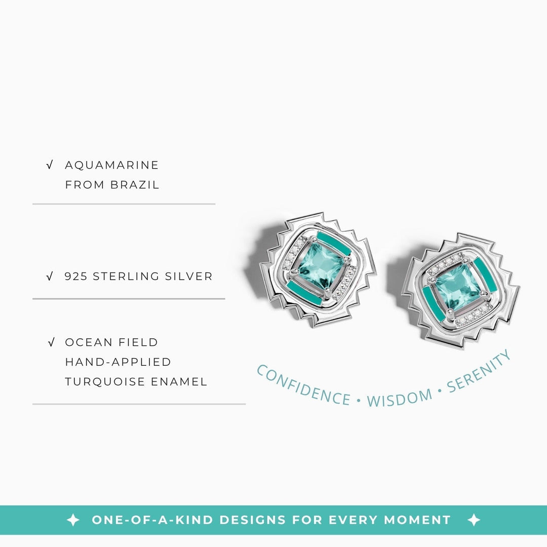 Cascading Ridges Earrings - Aquamarine