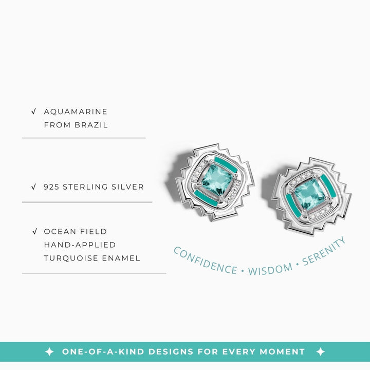 Cascading Ridges Earrings - Aquamarine