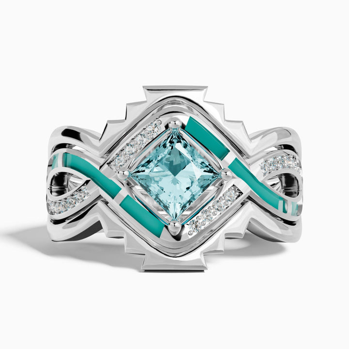 Cascading Ridges Ring - Aquamarine