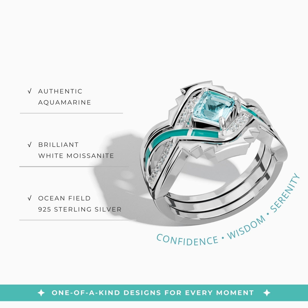 Cascading Ridges Ring - Aquamarine
