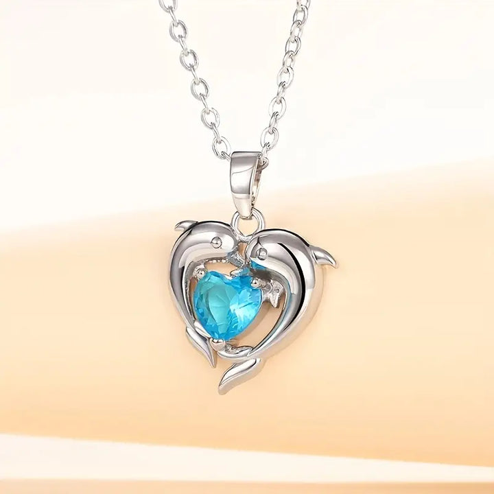 Oceanheart Twin-dolphin Necklace