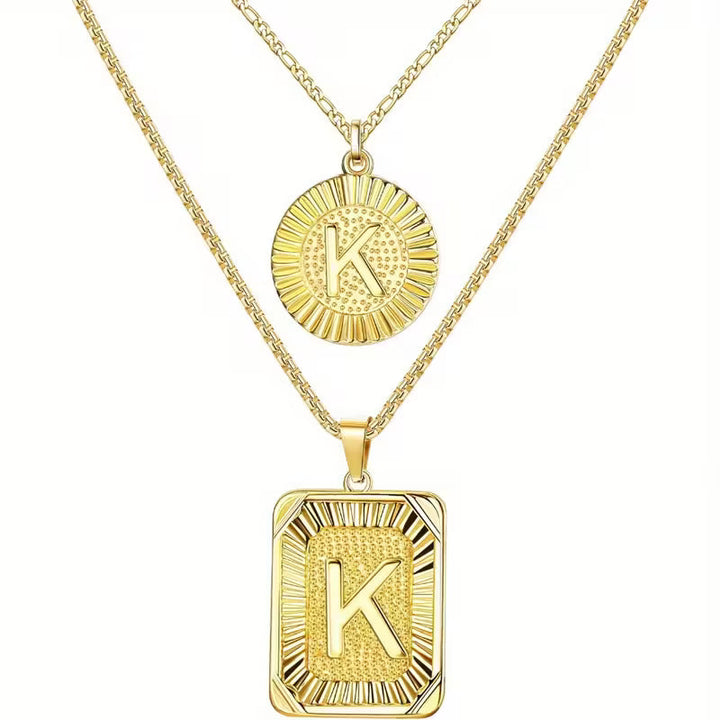 2pc 18K Initial Necklace