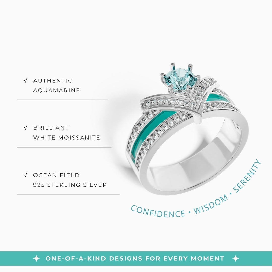 Crowned Noble Ring -  Aquamarine