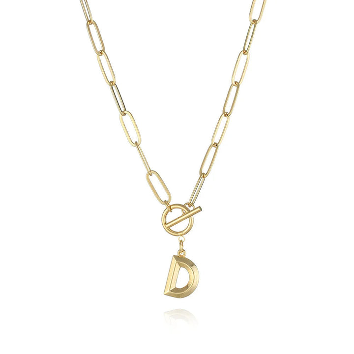 A-Z Initial Toggle Paperclip Necklace