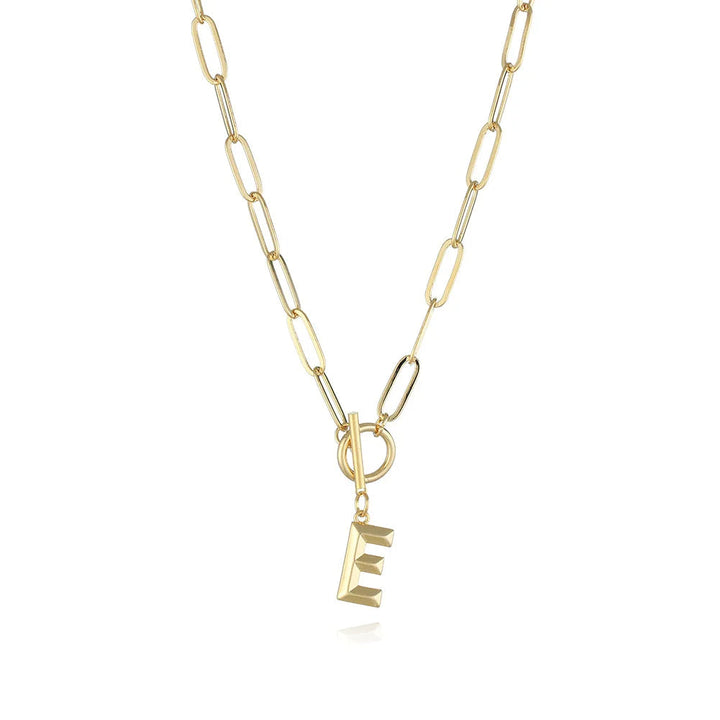 A-Z Initial Toggle Paperclip Necklace