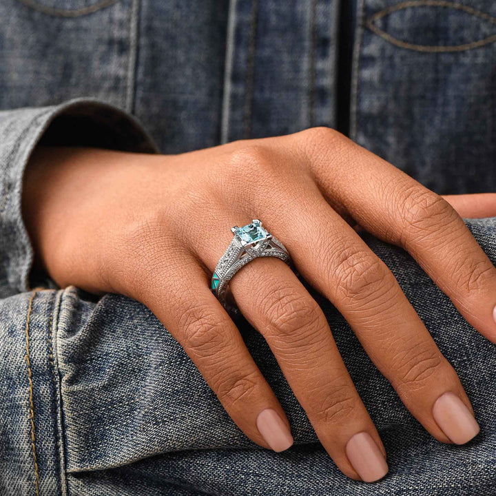 Eiffel Elegance Ring - Aquamarine