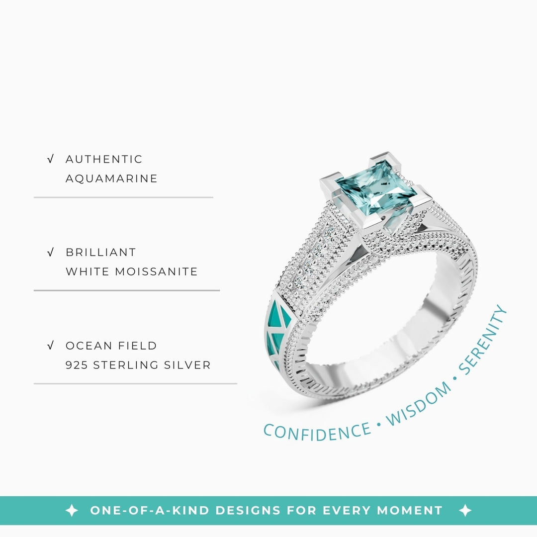 Eiffel Elegance Ring - Aquamarine