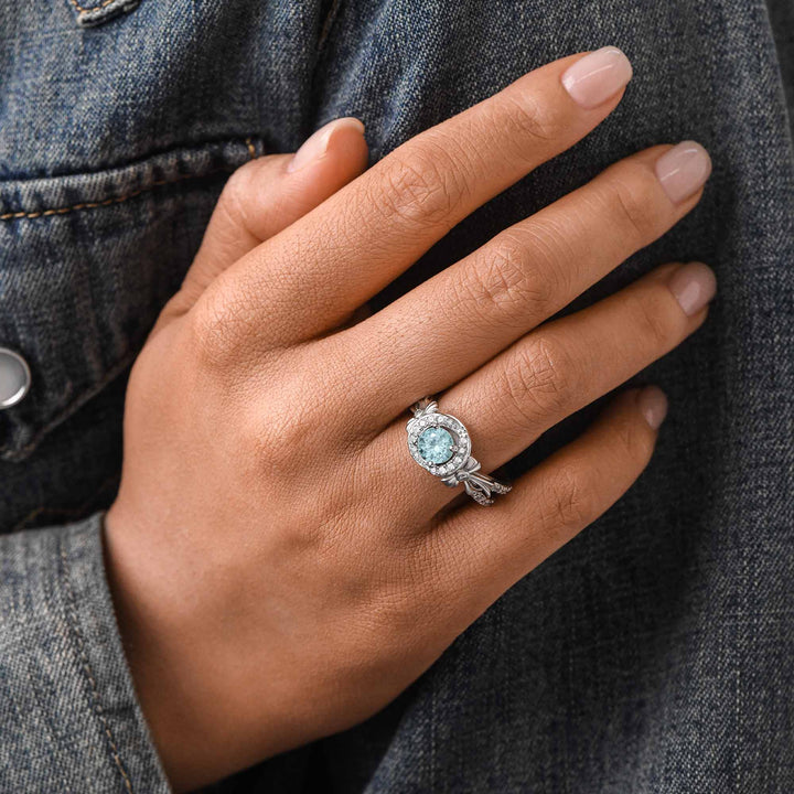 Graceful Bow Entwined Ring - Aquamarine