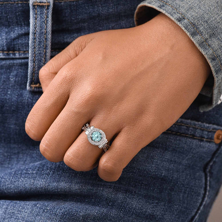 Graceful Bow Entwined Ring - Aquamarine
