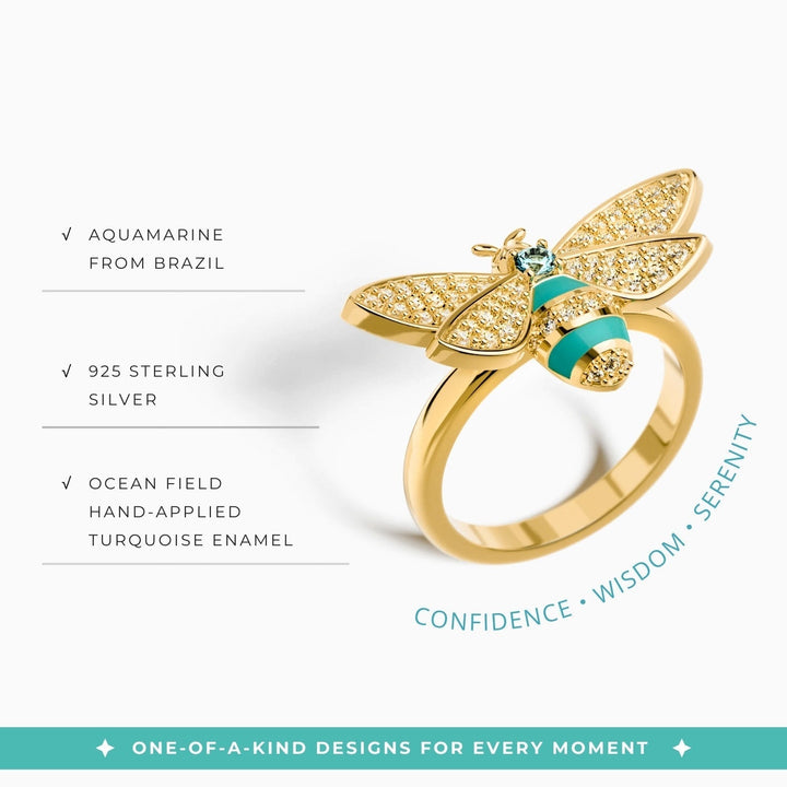 Hive Echo Ring - Aquamarine