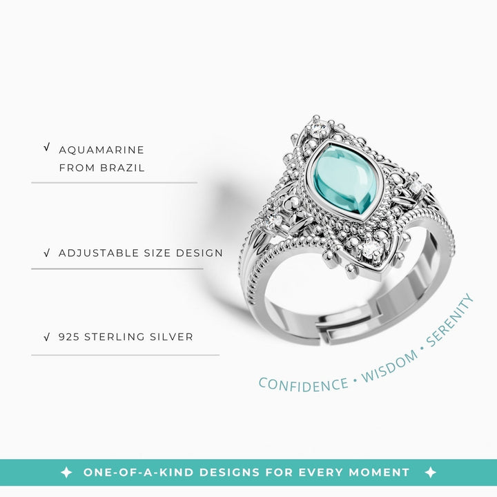 Holy Prayer Ring - Aquamarine