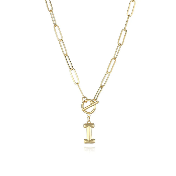 A-Z Initial Toggle Paperclip Necklace