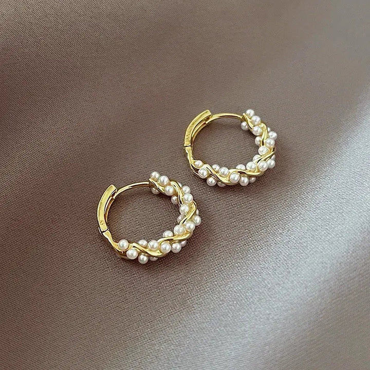 Elegant Round Pearl Earrings with Insert
