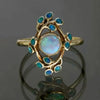 Blue Ring Vintage Crystals and Opal