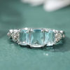 Boho Blue Glass Silver Ring