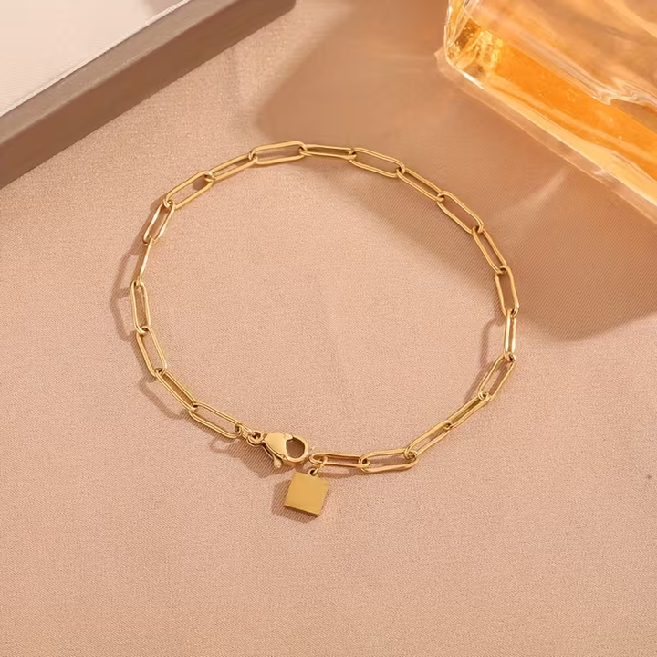 Adjustable Paperclip Gold Bracelet