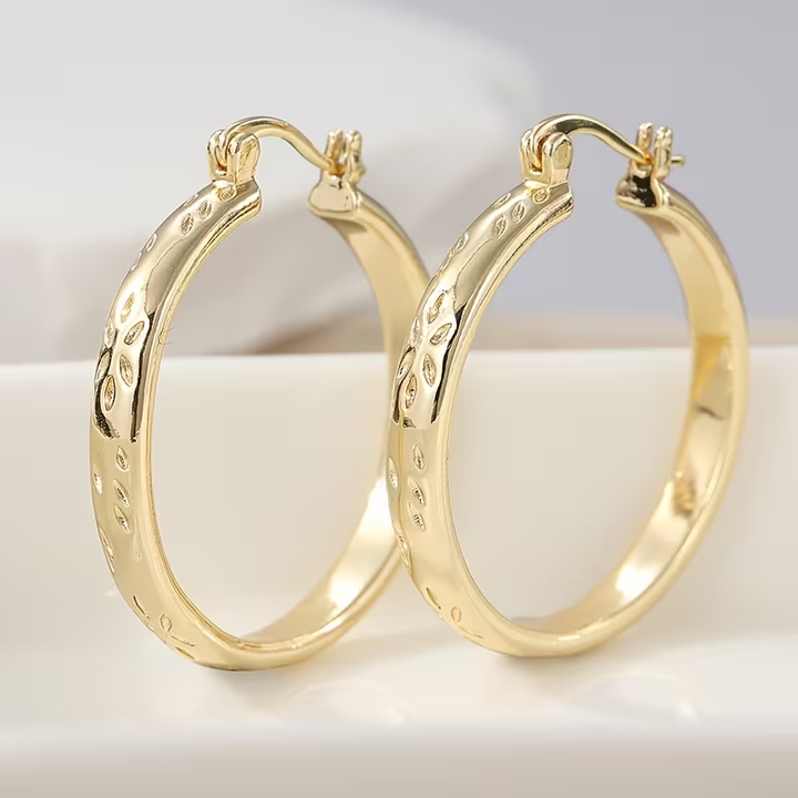 Retro Golden Hoop Earrings