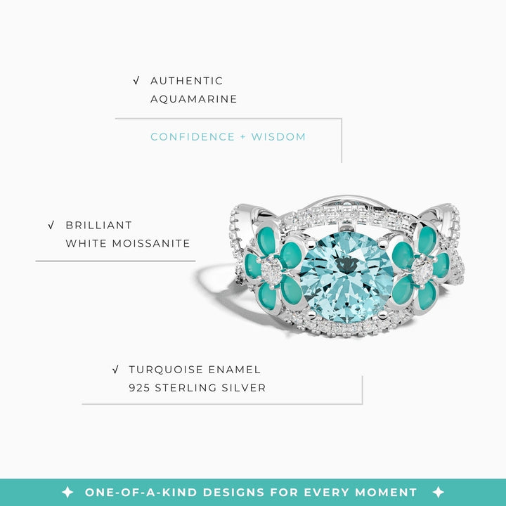 Intertwined Blooming Bud Ring - Aquamarine